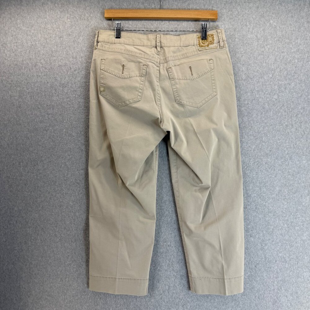 Christopher Blue‎ Womens Cropped Khaki Tan Pants Classic Casual Capri Size 10 - Picture 7 of 15